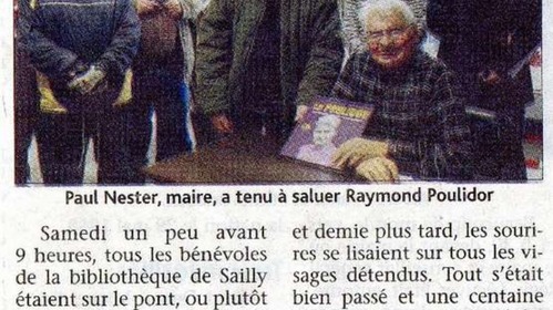 8 Décembre 2012 : Rencontre avec Raymond Poulidor  à la Bibliothèque municipale