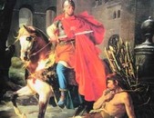 Peinture de la cath&eacute;drale de Tours repr&eacute;sentant Saint Martin partageant son manteau